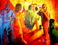 "Blues in Red"Blues in Red  72 x 60 inches  acrylic on canvas  2007